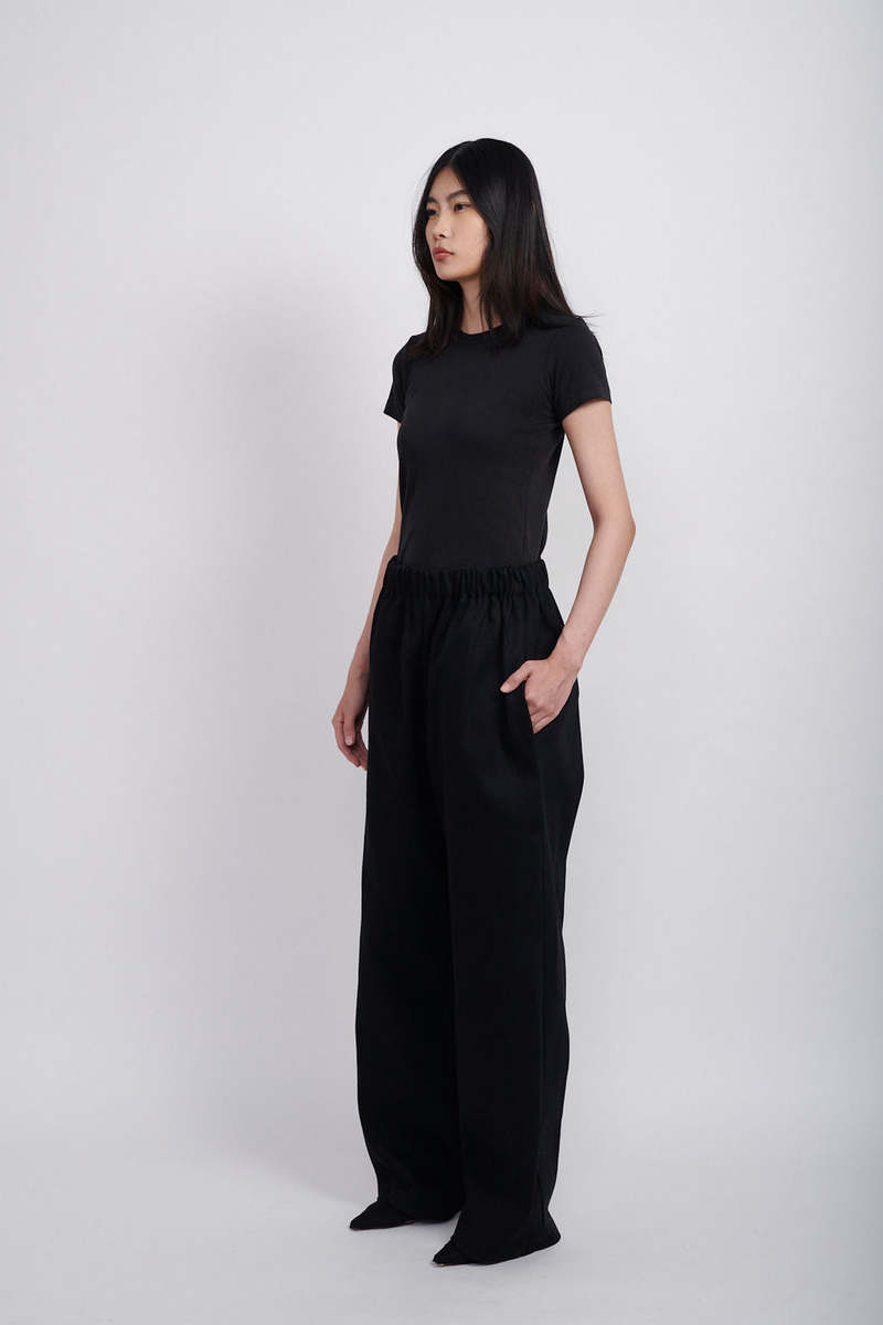 Ashley Rowe BAGGY DENIM PANTS - BLACK