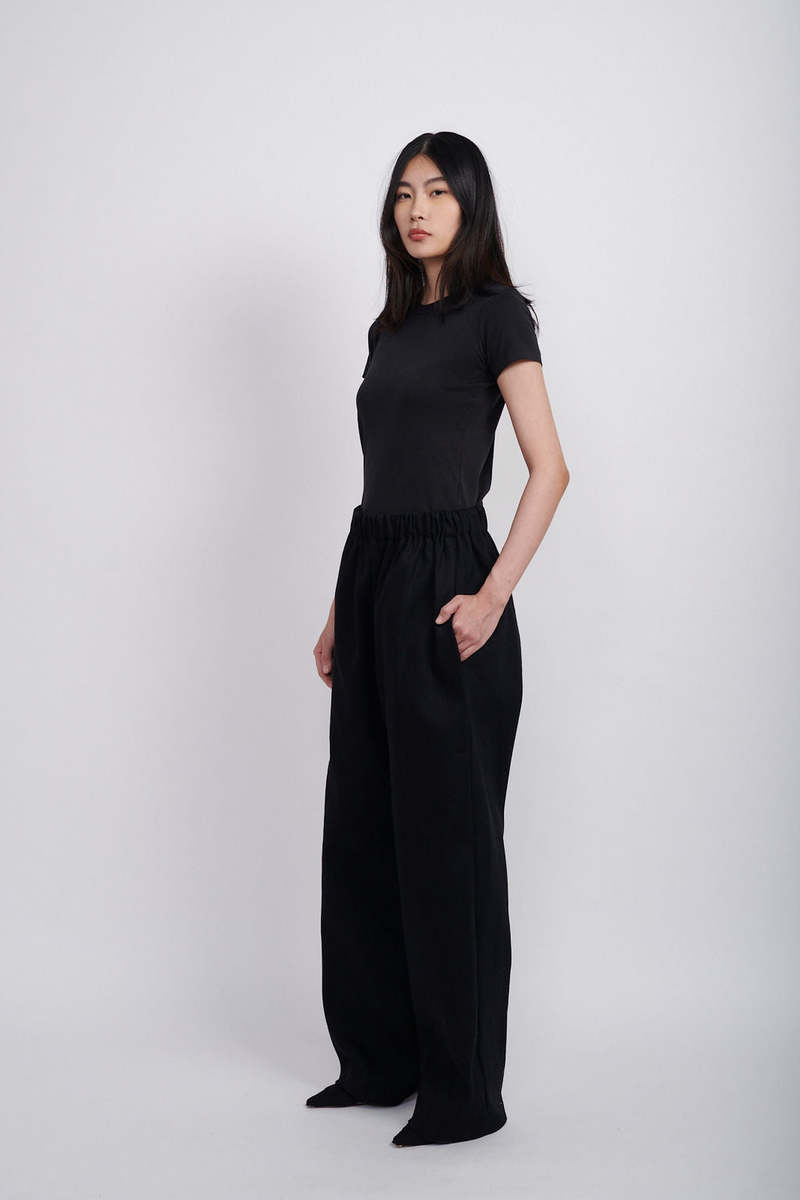 Ashley Rowe BAGGY DENIM PANTS - BLACK