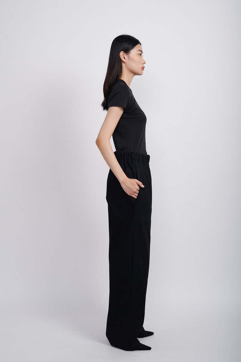 Ashley Rowe BAGGY DENIM PANTS - BLACK