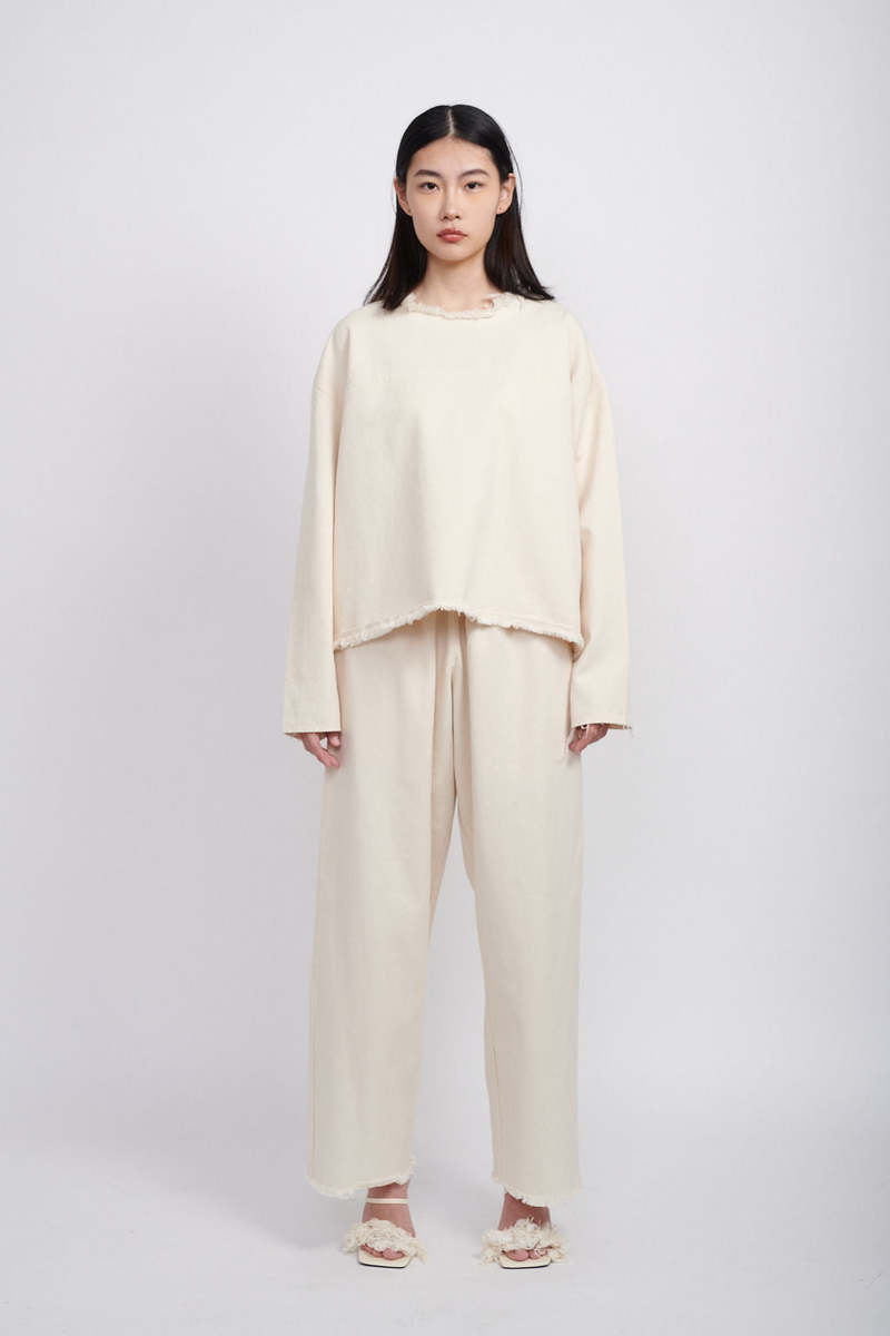 Ashley Rowe Baggy Denim Pants - Cream Ashley Rowe Baggy Denim Pants - Cream
