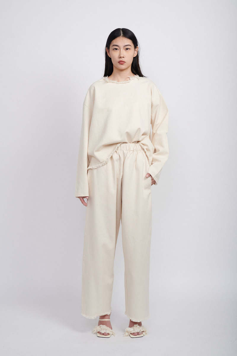 Ashley Rowe Baggy Denim Pants - Cream Ashley Rowe Baggy Denim Pants - Cream