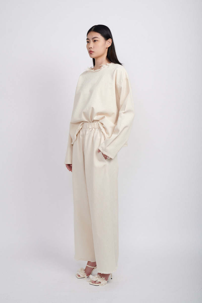 Ashley Rowe Baggy Denim Pants - Cream Ashley Rowe Baggy Denim Pants - Cream