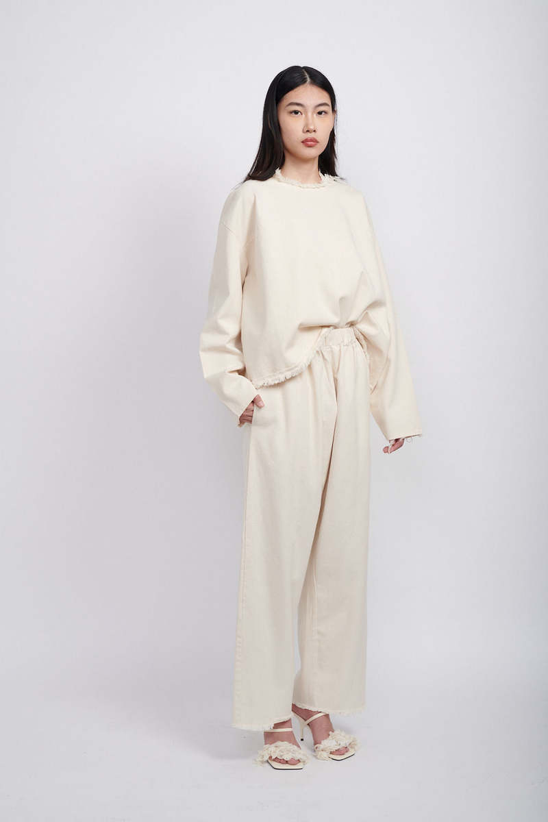 Ashley Rowe Baggy Denim Pants - Cream Ashley Rowe Baggy Denim Pants - Cream