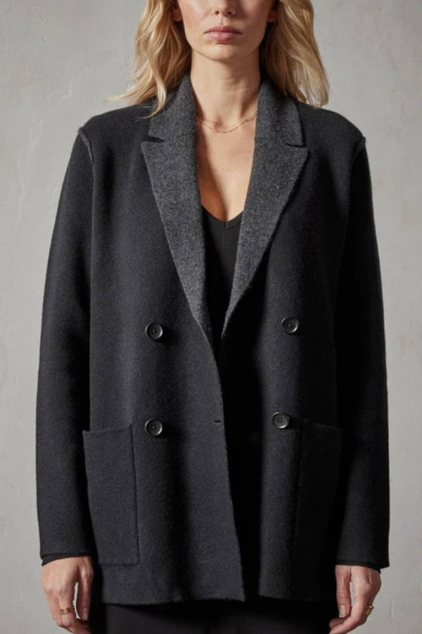 James Perse Montecito Sweater Jacket - Black/Anthracite