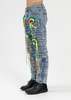 Richgainer Embroidery Patchwork Distreseed Jeans - Blue Multi - Thumbnail 5