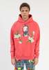 RICHGAINER WASHED RED EMBROIDERY PATCHWORK HOODIES - Red - Thumbnail 1