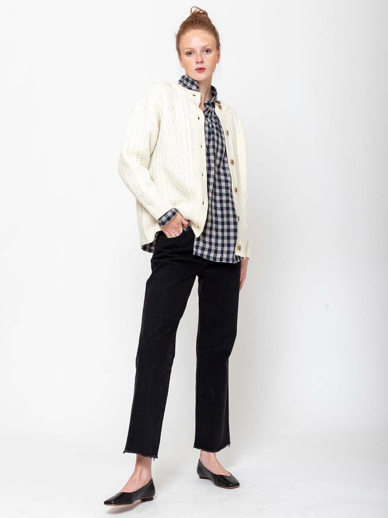 ICHI ANTIQUITES Two-Way Cable Cardigan - Natural