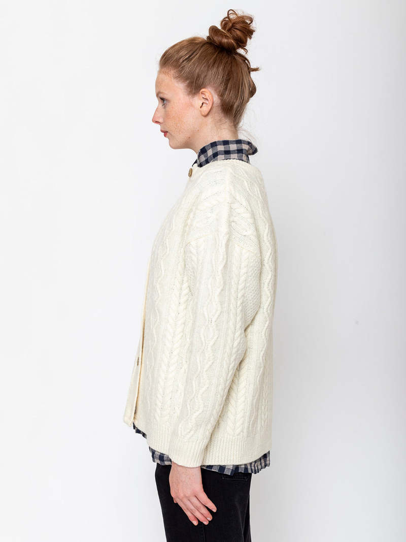 ICHI ANTIQUITES Two-Way Cable Cardigan - Natural