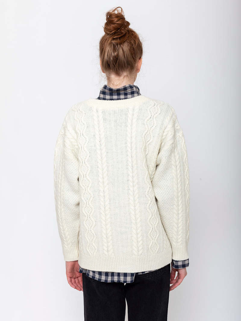 ICHI ANTIQUITES Two-Way Cable Cardigan - Natural