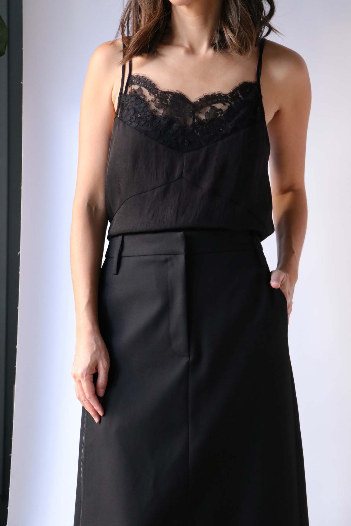 Tibi Lace Slip Cami - Black | Garmentory