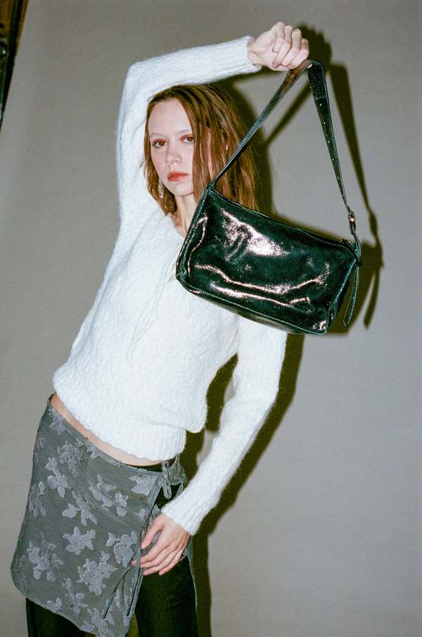 バッグ Paloma wool square tea bag leather SQUARE TEABAG-Black rectangular soft leather bag with buckle