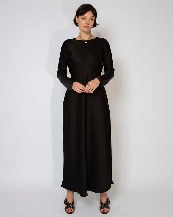 Leset Barb V Back Bias Dress - Black | Garmentory