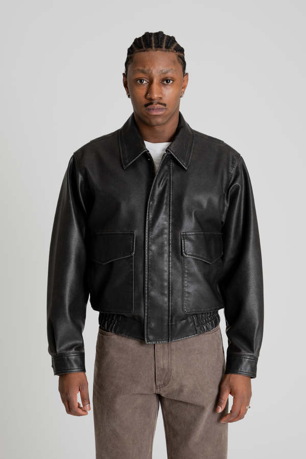 Uniform Bridge Vegan Leather A-2 Jacket - Black | Garmentory