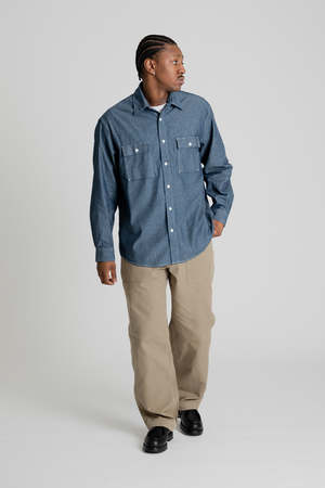 frizmworks cigarette pocket chambray shirt FRIZMWORKS Cigarette Pocket Chambray Shirt - Indigo