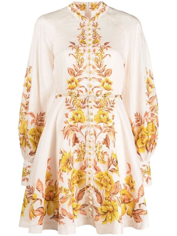 ワンピース ZIMMERMANN Woman Dress Multicolor 2338DR251 CIAFLO Crush Twist Front Mini Dress Multi Floral Online | Zimmermann