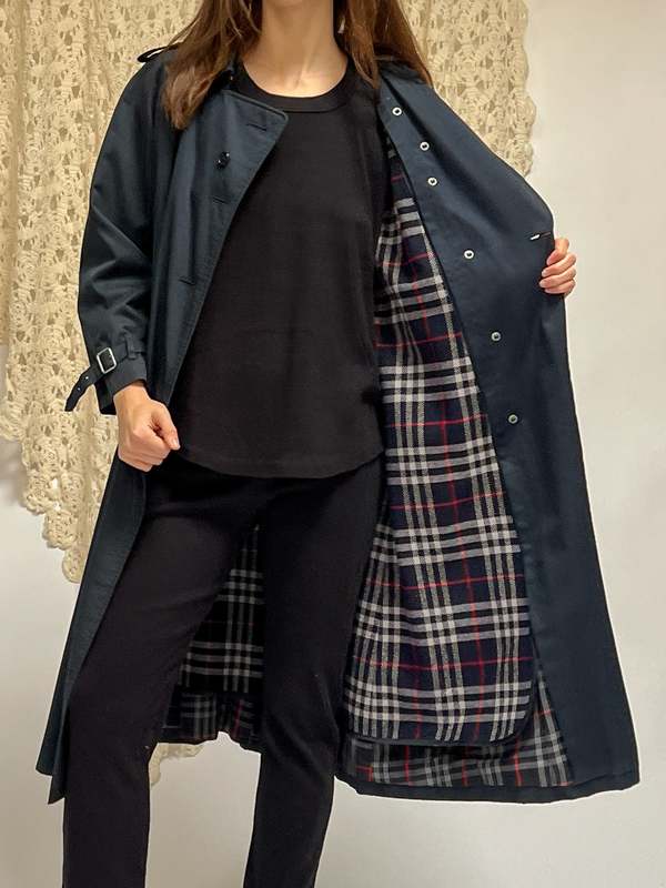 Vintage Burberry Trench Coat - Navy | Garmentory