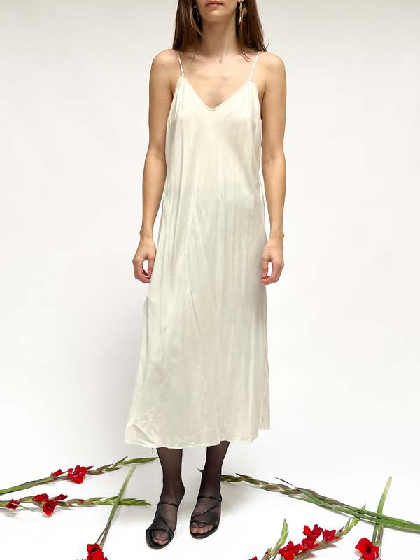 Vintage Silk Bias Cut Slipdress - White | Garmentory