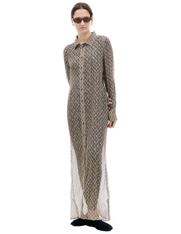 MARINE SERRE Moon logo silk dress - Beige | Garmentory