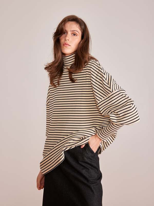 Objtutta Lo L S Shirt White Stripes Black