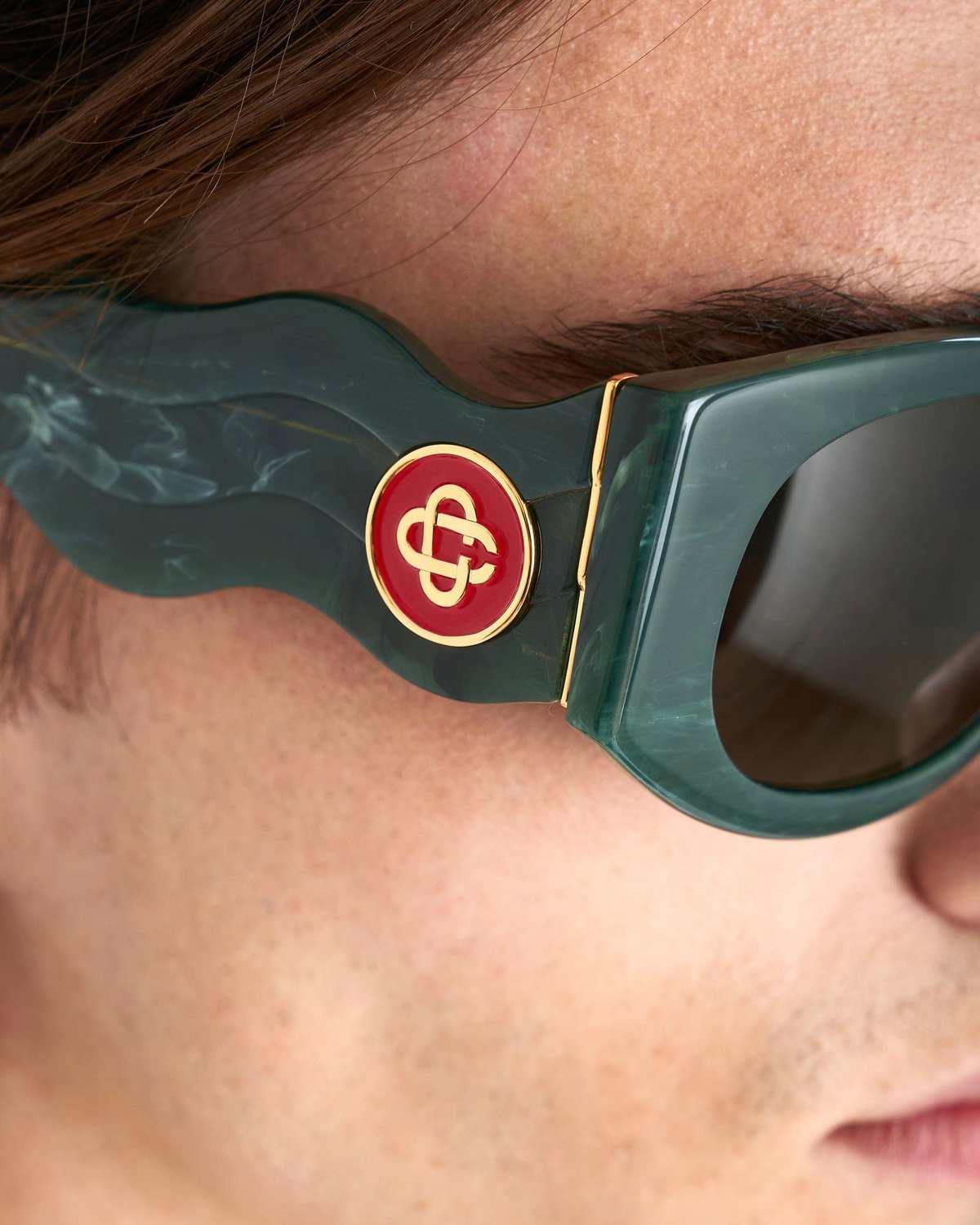 サングラス Casablanca Wave Sunglasses - Casablanca - Acetate - Beige Casablanca ACETATE & METAL OVAL WAVE Beige | BSTN Store