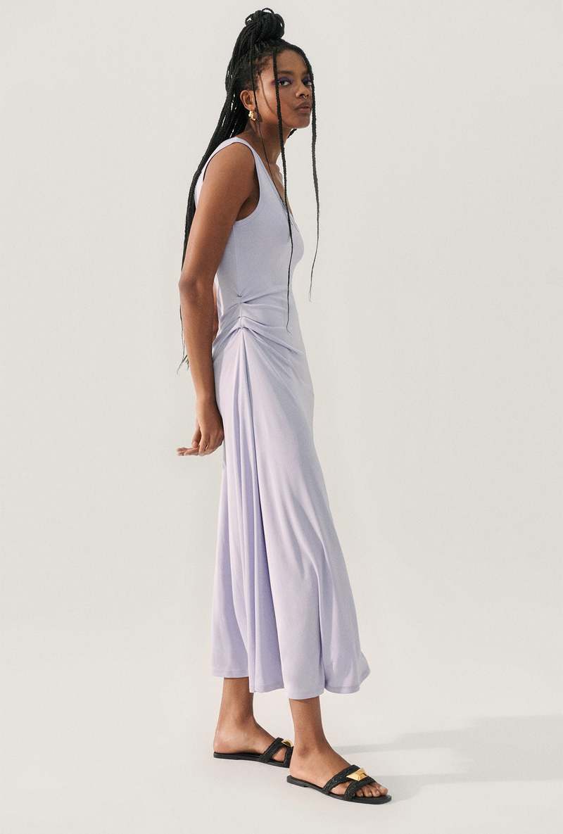 Silk Laundry Jersey Sleeveless Dress - Lavender | Garmentory