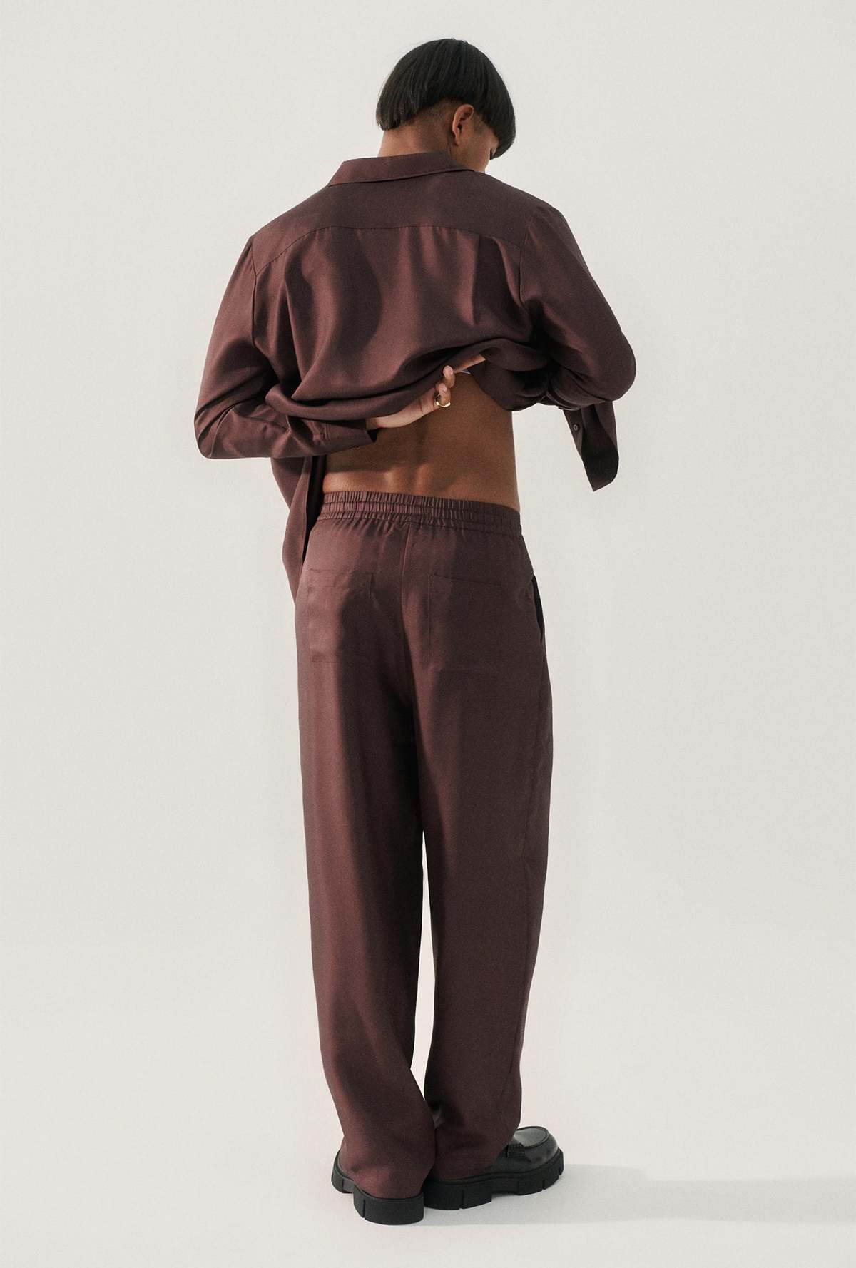 Twill Slouch Pants Dark Earth Pinstripe main image 1