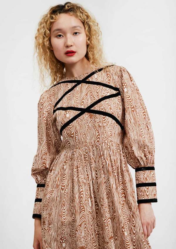 BATSHEVA バッシャバ Clemmie Dress ワンピース Batsheva Clemmie Dress - Woodgrain Fantasy | Garmentory