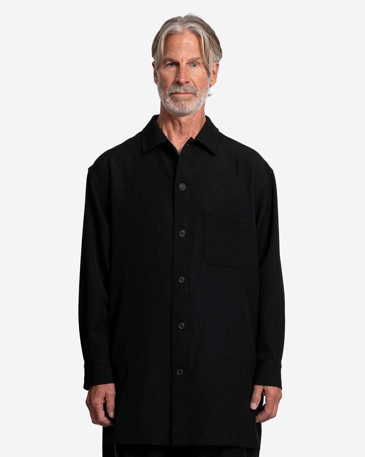 Yohji Yamamoto Pour Homme Army Gabardine Open Collar shirt - Black