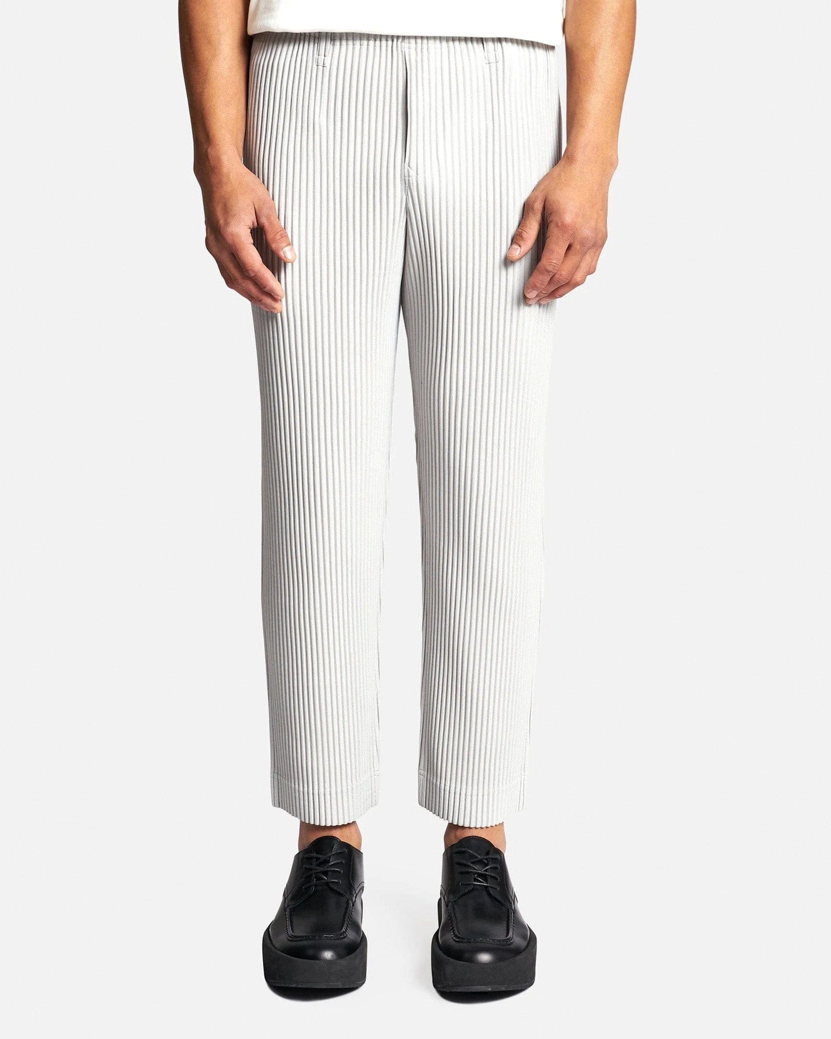 HOMME PLISSE ISSEY MIYAKE Basics Pleated Trousers - Light Gray