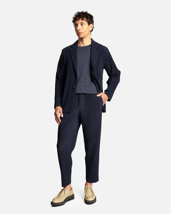 HOMME PLISSE ISSEY MIYAKE Basics Pleated Trousers - Navy | Garmentory