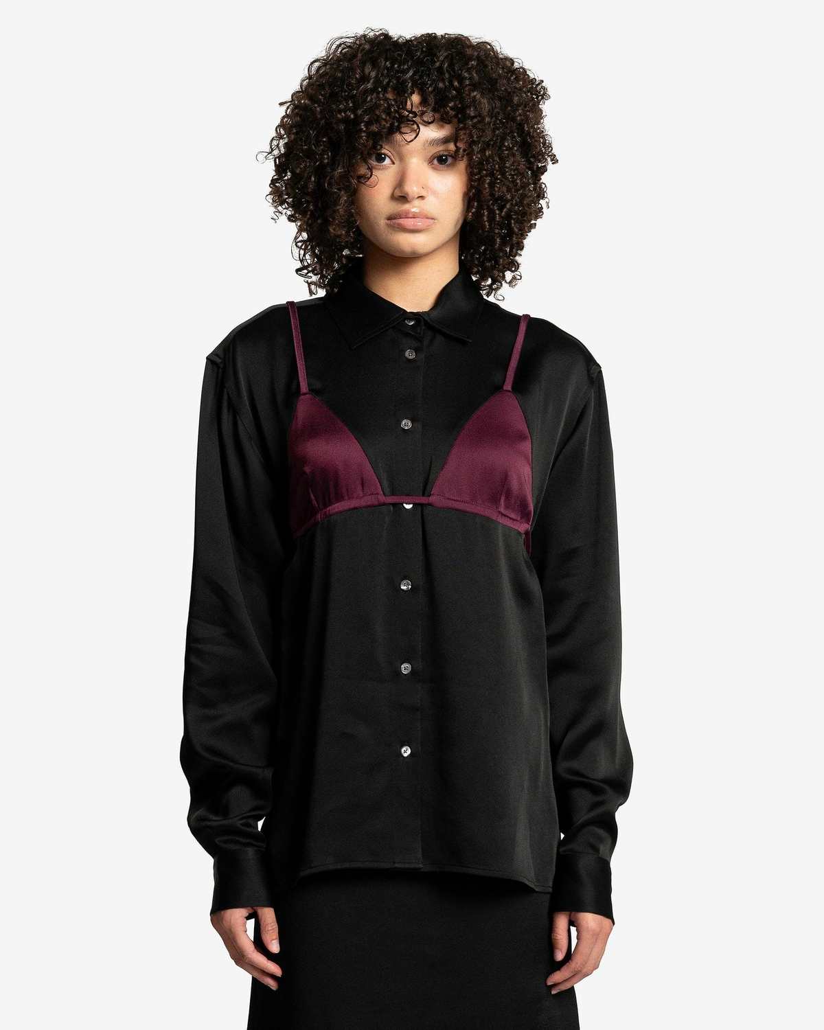Bikini Cami Long Sleeve Shirt - Black/Bordeaux | Garmentory