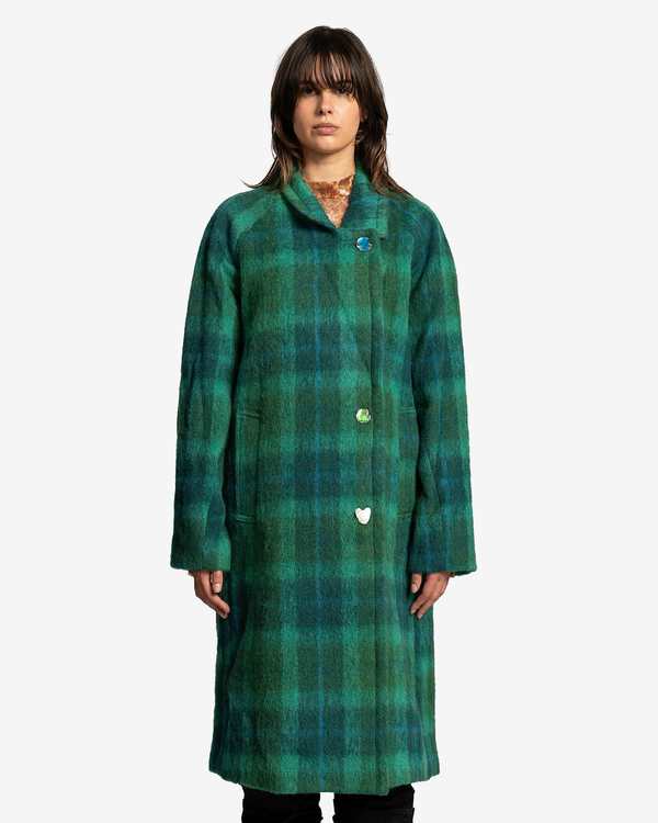 ANDERSSON BELL Carin Check Raglan Coat - Green/Blue | Garmentory