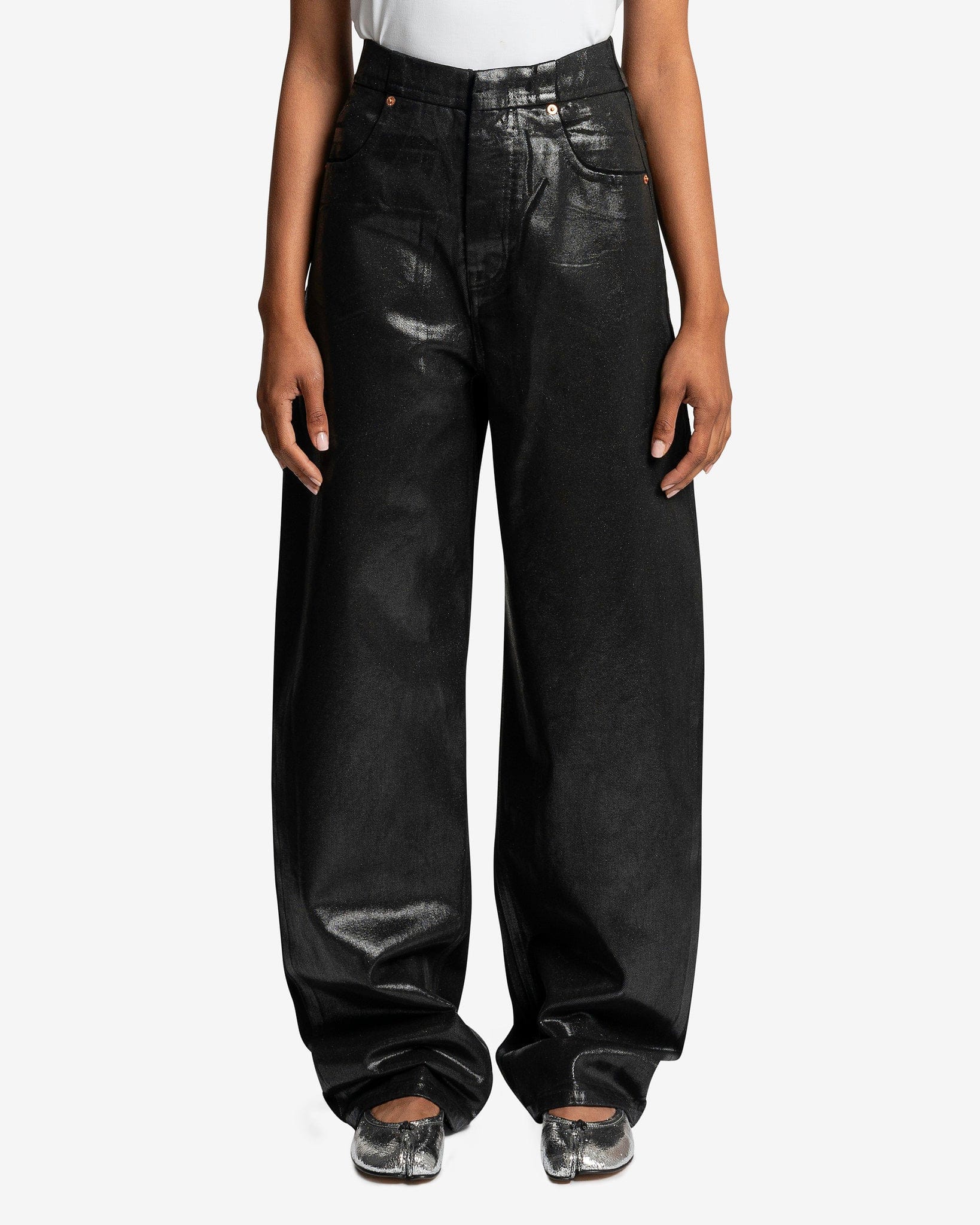 MM6 Maison Margiela Coated 5 Pockets Pants - Black | Garmentory