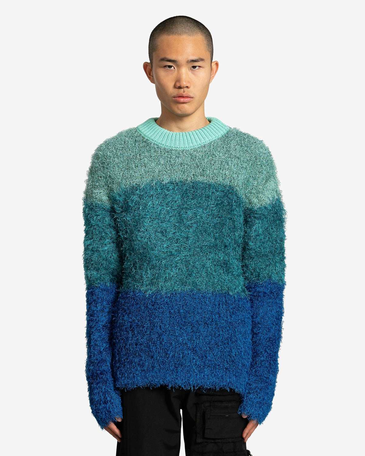 ANDERSSON BELL Color-Block Shaggy Sweater Blue Garmentory