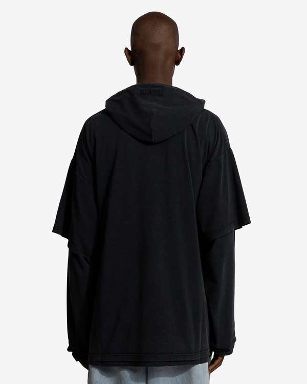 Vetements Cool Earth Hooded Longsleeve - Washed Black | Garmentory