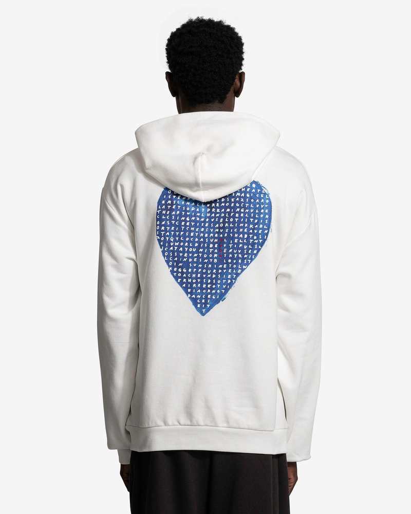 【MARNI】HOODIE crossword heart Marni Crossword Heart Brushed Cotton Hoodie - Stone White