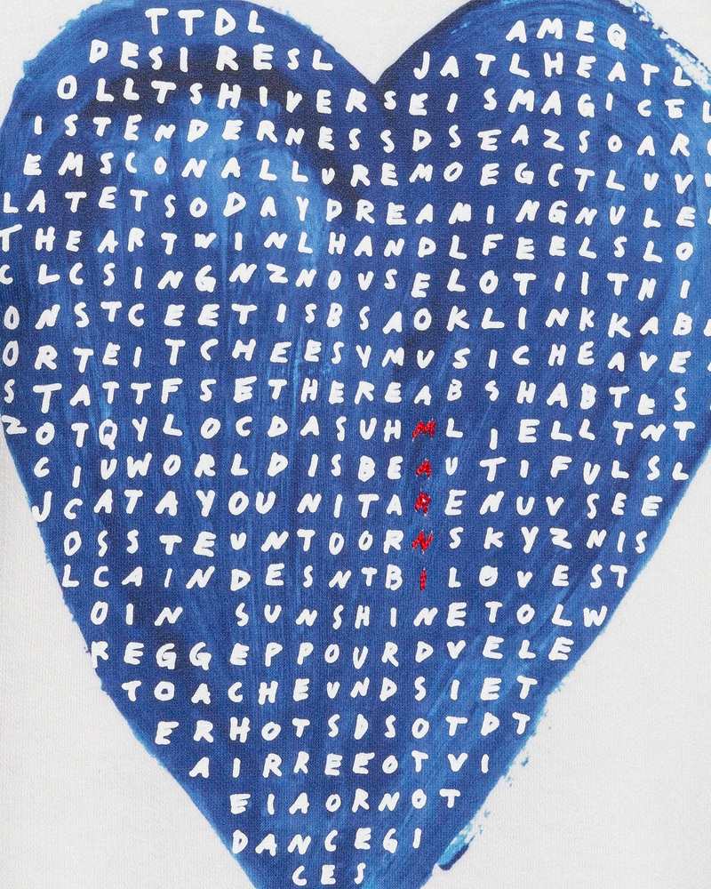 Marni Crossword Heart Brushed Cotton Hoodie - Stone White