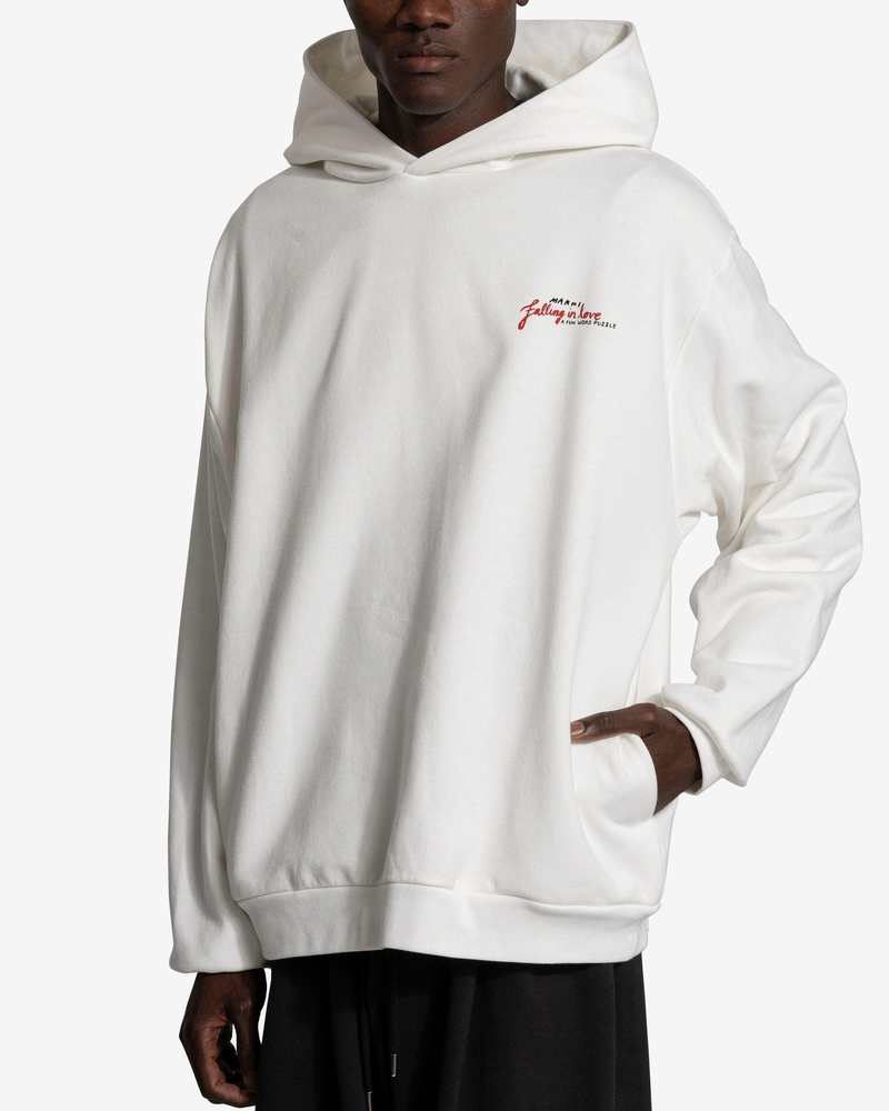 【MARNI】HOODIE crossword heart Marni Crossword Heart Brushed Cotton Hoodie - Stone White