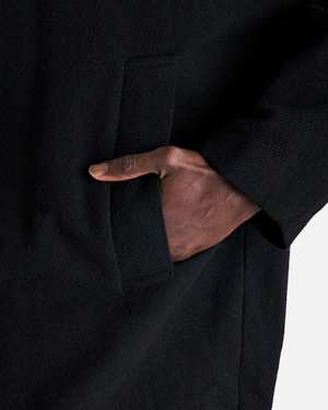 Omar Afridi Dry Wool Distorted Cocoon Coat - Black | Garmentory