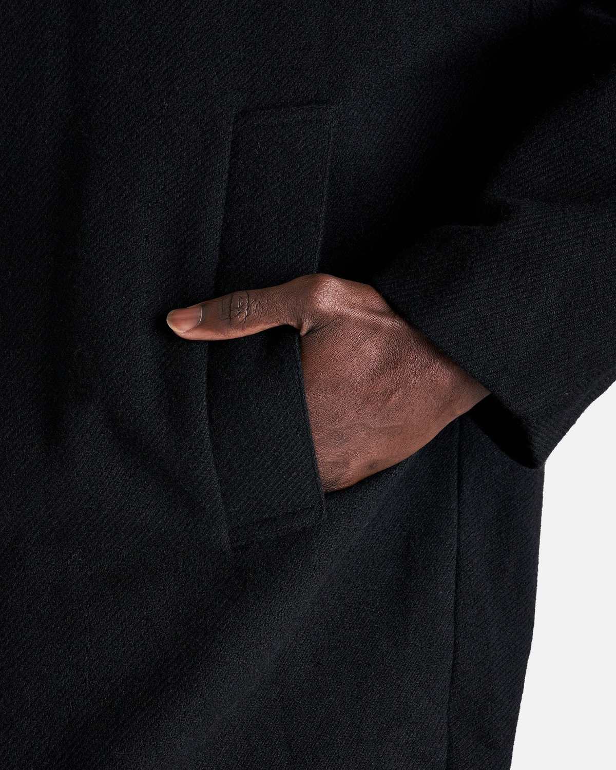 Omar Afridi Dry Wool Distorted Cocoon Coat - Black | Garmentory