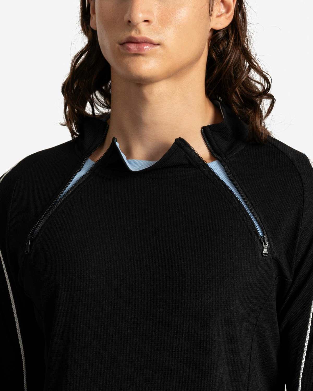 CMMAWEAR Dual Zip Long Sleeve - Black/Baby Blue | Garmentory