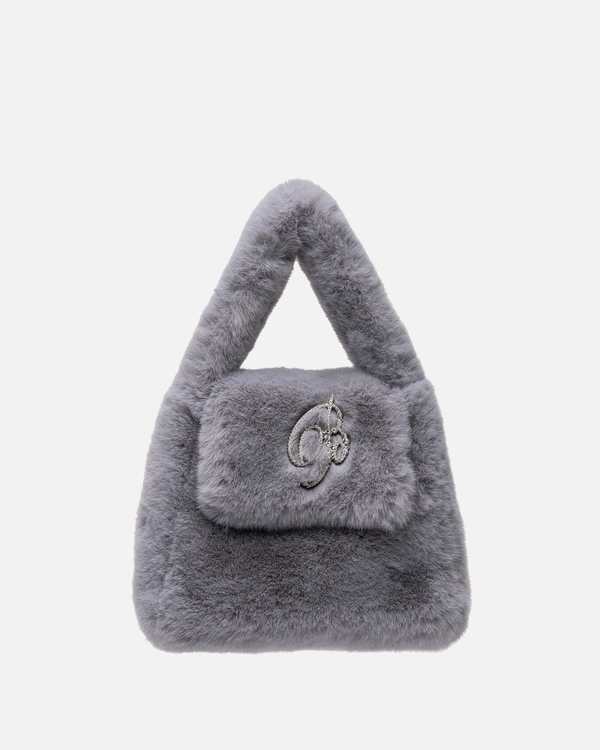 Blumarine Eco Fur Bag with Logo - Ice Grey | Garmentory