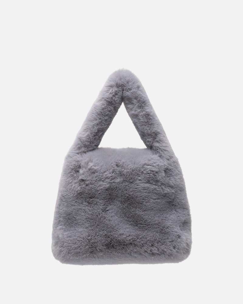Blumarine Eco Fur Bag with Logo - Ice Grey | Garmentory