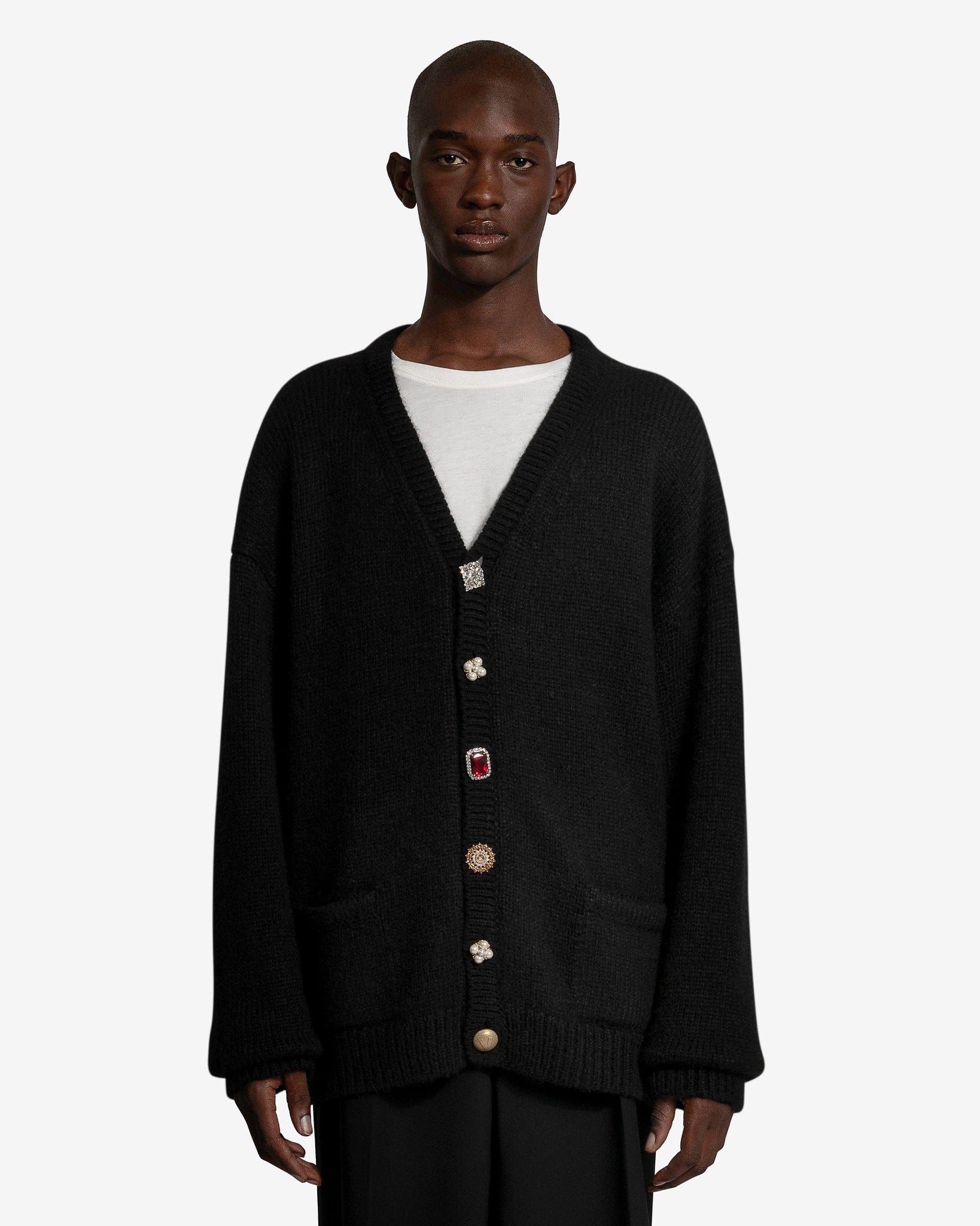 Vetements Fancy Button Cardigan - Black | Garmentory