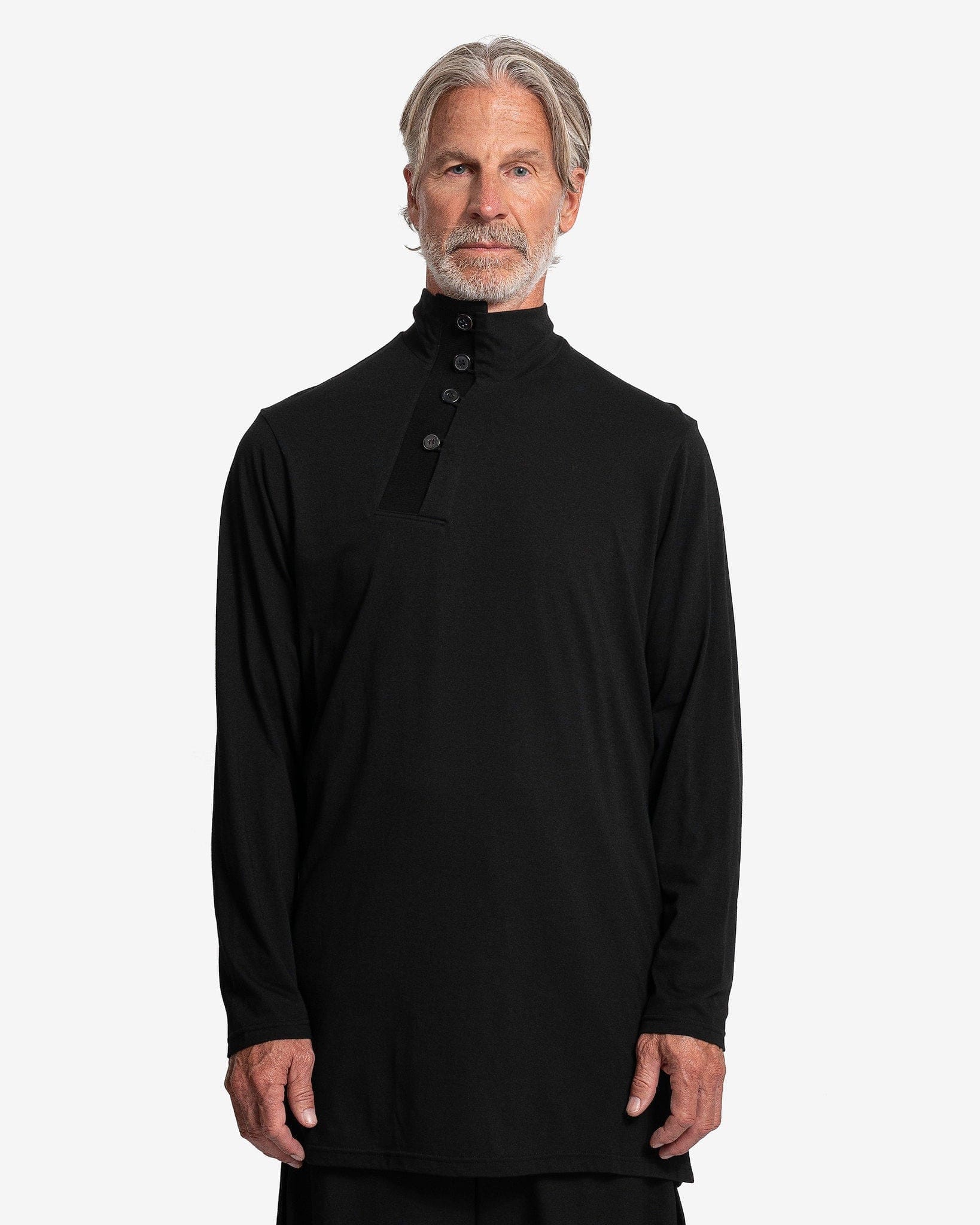 Yohji Yamamoto Pour Homme Henley Turtleneck with Button-Up