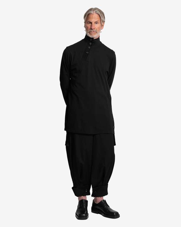 Yohji Yamamoto Pour Homme Henley Turtleneck with Button-Up Side