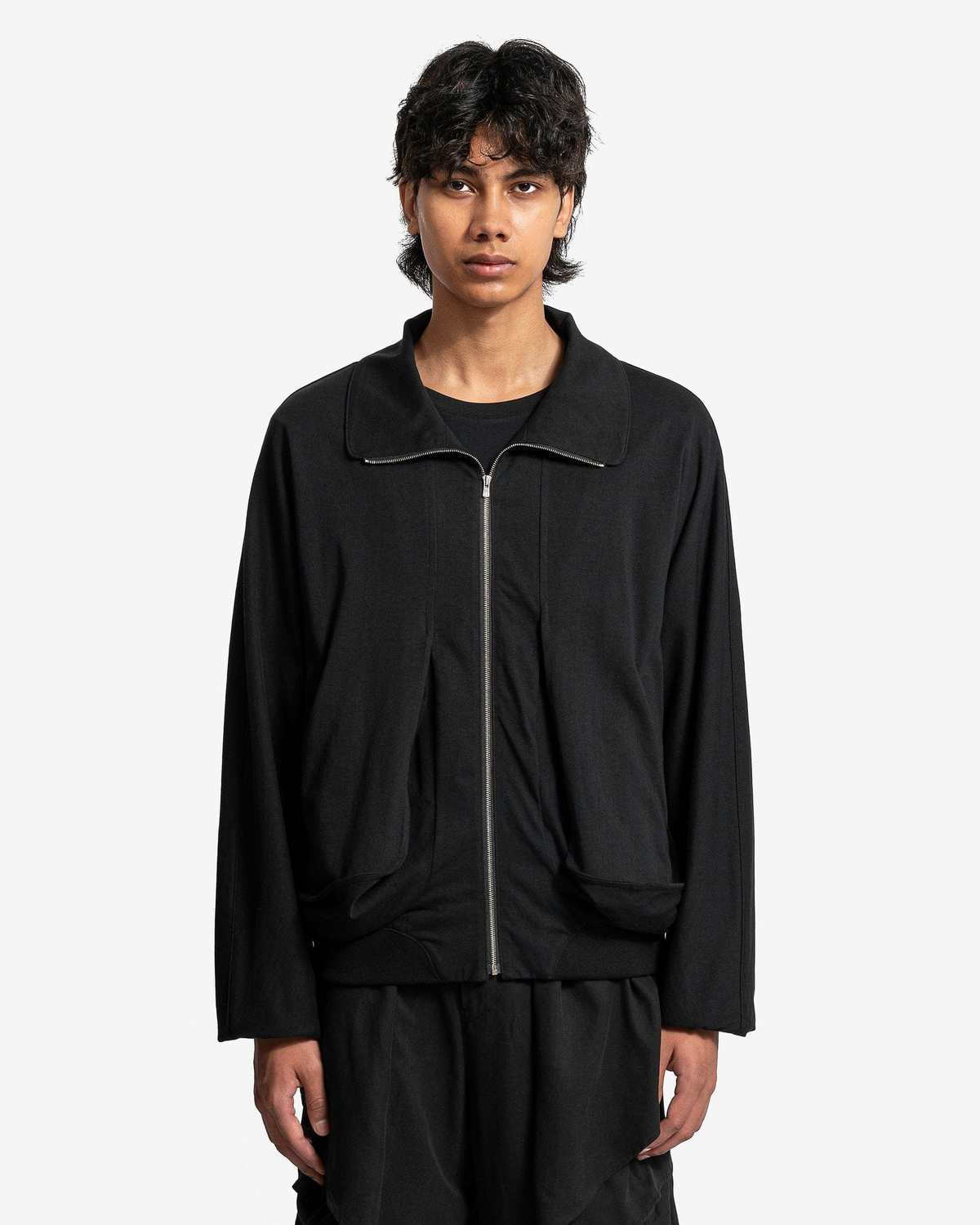 JiyongKim High-Neck Draped Pocket Jacket - Black | Garmentory