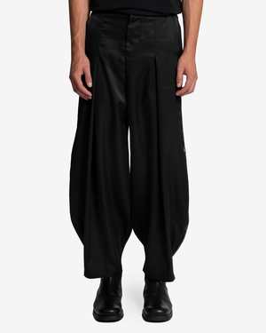パンツ EDWARD CUMING Kick Up Trousers 22AW Edward Cuming Kickout Drape Trousers - Black | Garmentory