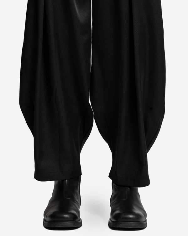 Edward Cuming Kickout Drape Trousers - Black | Garmentory
