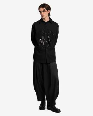 Edward Cuming Kickout Drape Trousers - Black | Garmentory